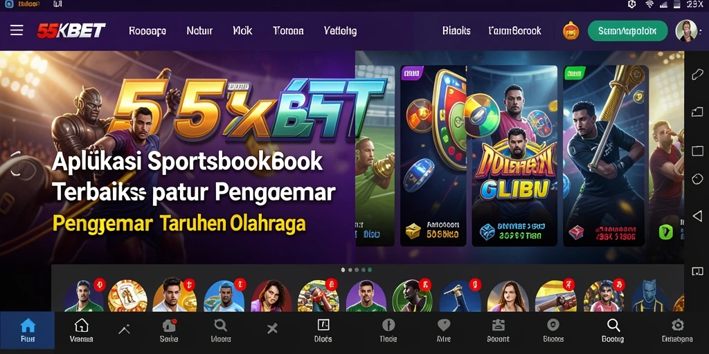 Tampilan menarik dari aplikasi 55KBET yang menampilkan taruhan olahraga.