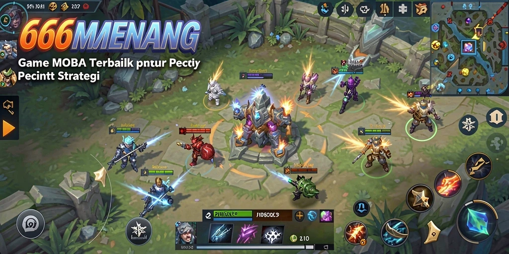 Tampilan aksi seru dalam gameplay MOBA 666MENANG yang menegangkan.