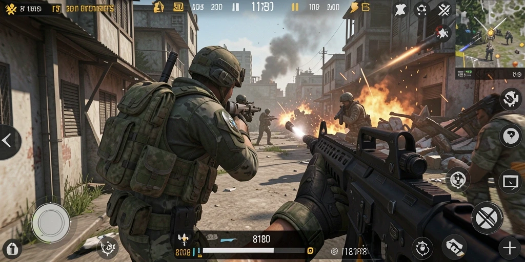 Gameplay seru dalam pertempuran FPS yang intens.