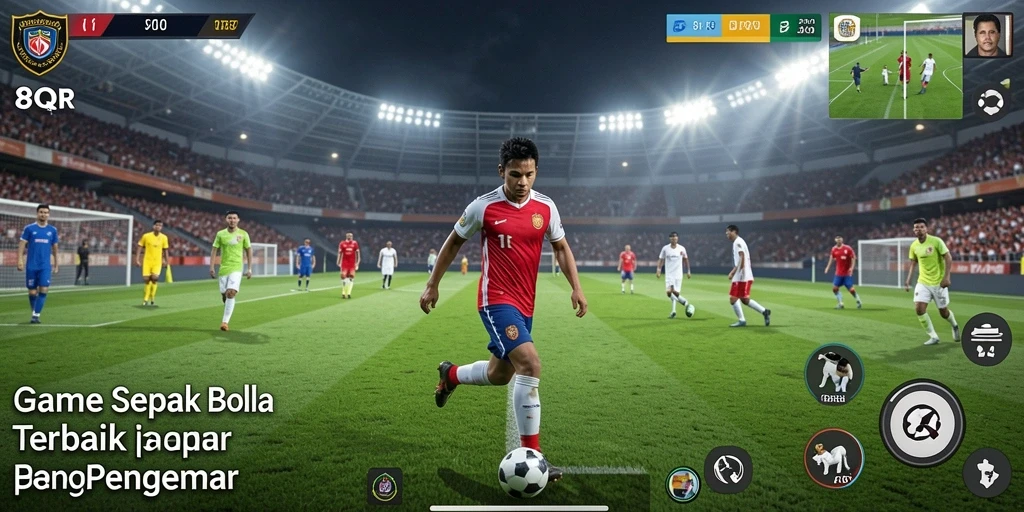 Tampilan gameplay 8QR yang menegangkan dan penuh aksi sepak bola.