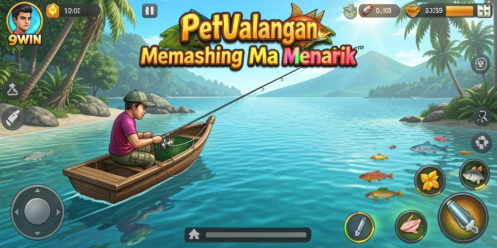 Tampilan gameplay <strong>9WIN</strong> dengan suasana memancing yang mendebarkan.