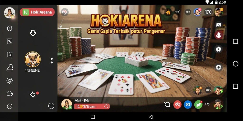 Screenshot gameplay HOKIARENA yang menampilkan keseruan bermain Gaple.
