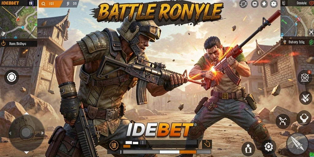 Screenshot gameplay IDEBET menampilkan aksi Battle Royale yang intens.
