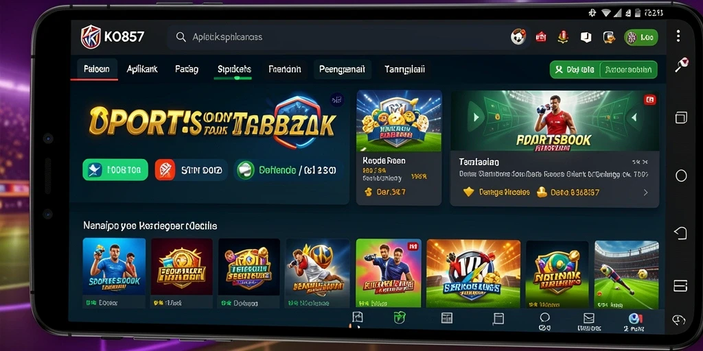 Screenshot menunjukkan tampilan antarmuka aplikasi KO857 yang menarik dan interaktif.