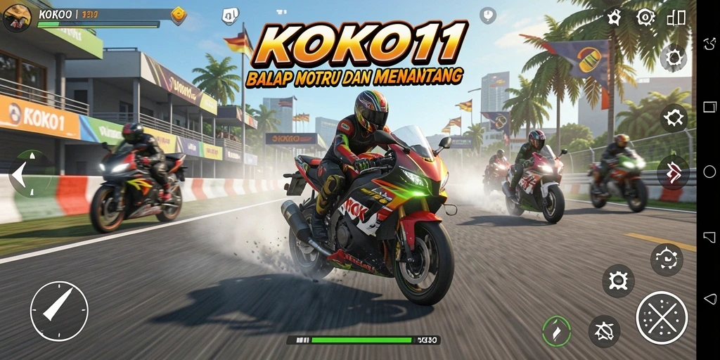 Screenshot KOKO11 menunjukkan aksi balap motor yang mendebarkan.
