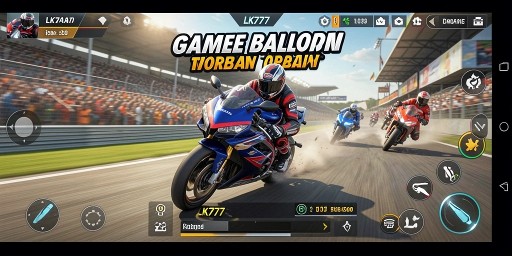 Screenshot gameplay LK777 menampilkan aksi balapan motor yang mendebarkan.