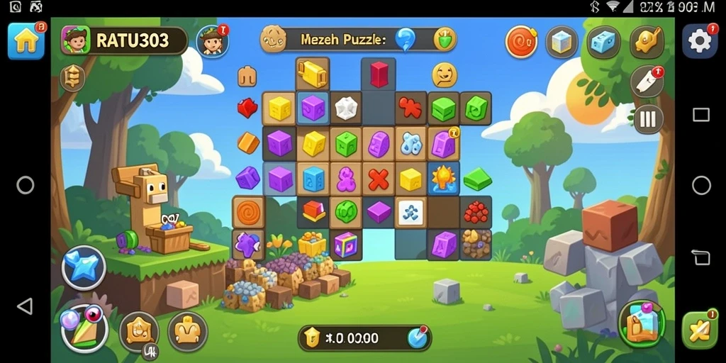 Screenshot gameplay RATU303 dengan tantangan teka-teki menarik.