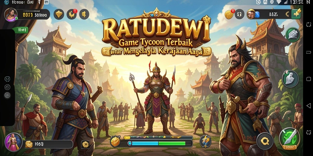 Screenshot gameplay RATUDEWI yang menampilkan pengelolaan kerajaan.