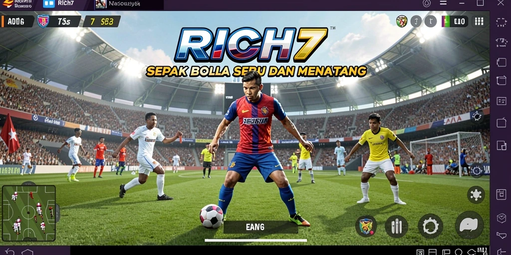 Tampilan permainan RICH7 dengan aksi sepak bola yang mendebarkan.