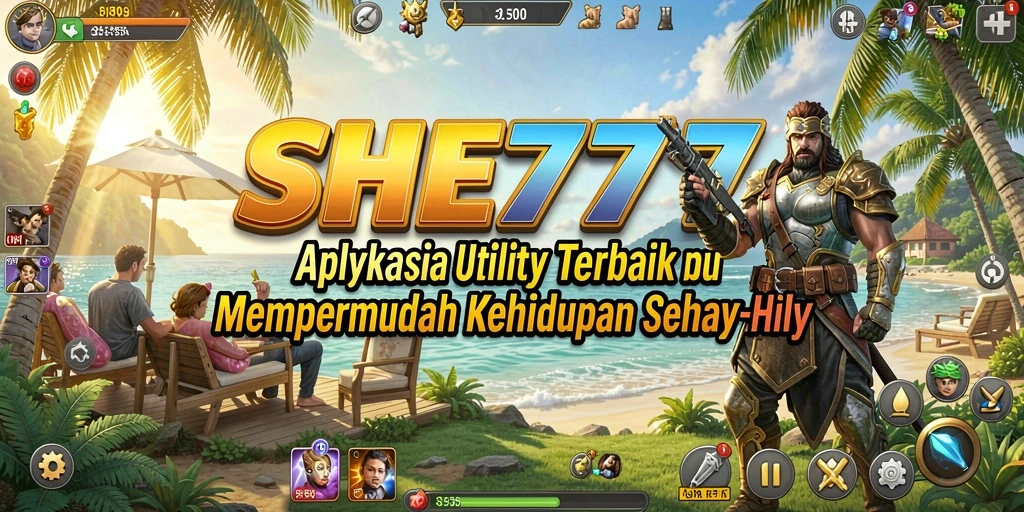 Screenshot utama SHE777 menunjukkan fitur terbaik aplikasi Utility.