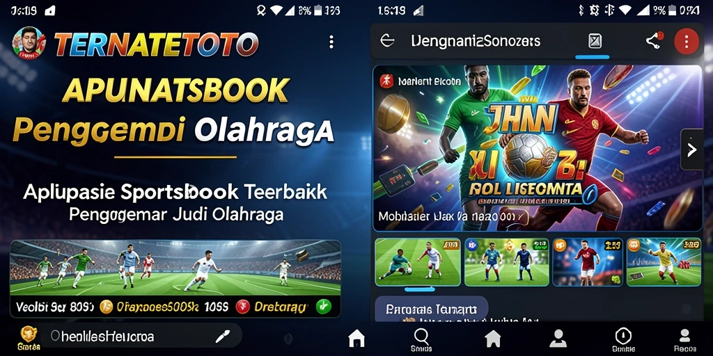Tampilan menarik dari aplikasi TERNATETOTO dengan fitur Sportsbook yang lengkap.